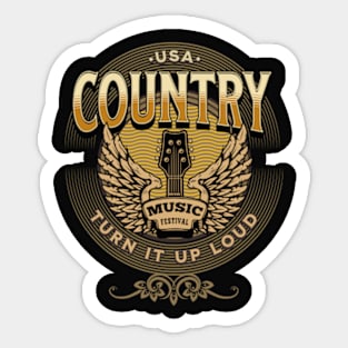 Country Music Turn It Up Loud Sticker